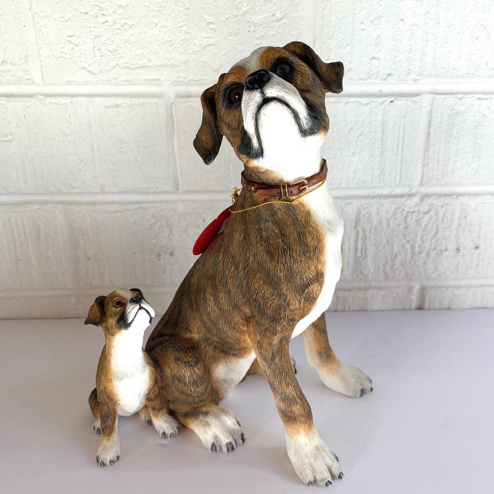 Country Artists Boxer with Puppy -Brindle Dog Figurine Set NEW